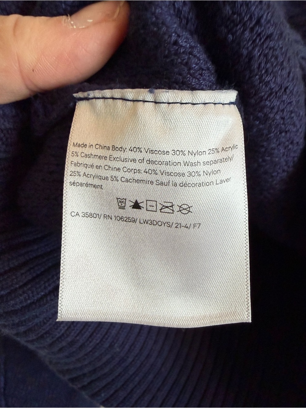 Lululemon Textured Play Sweater | Navy Cashmere Blend | Medium - Picture 3 of 6